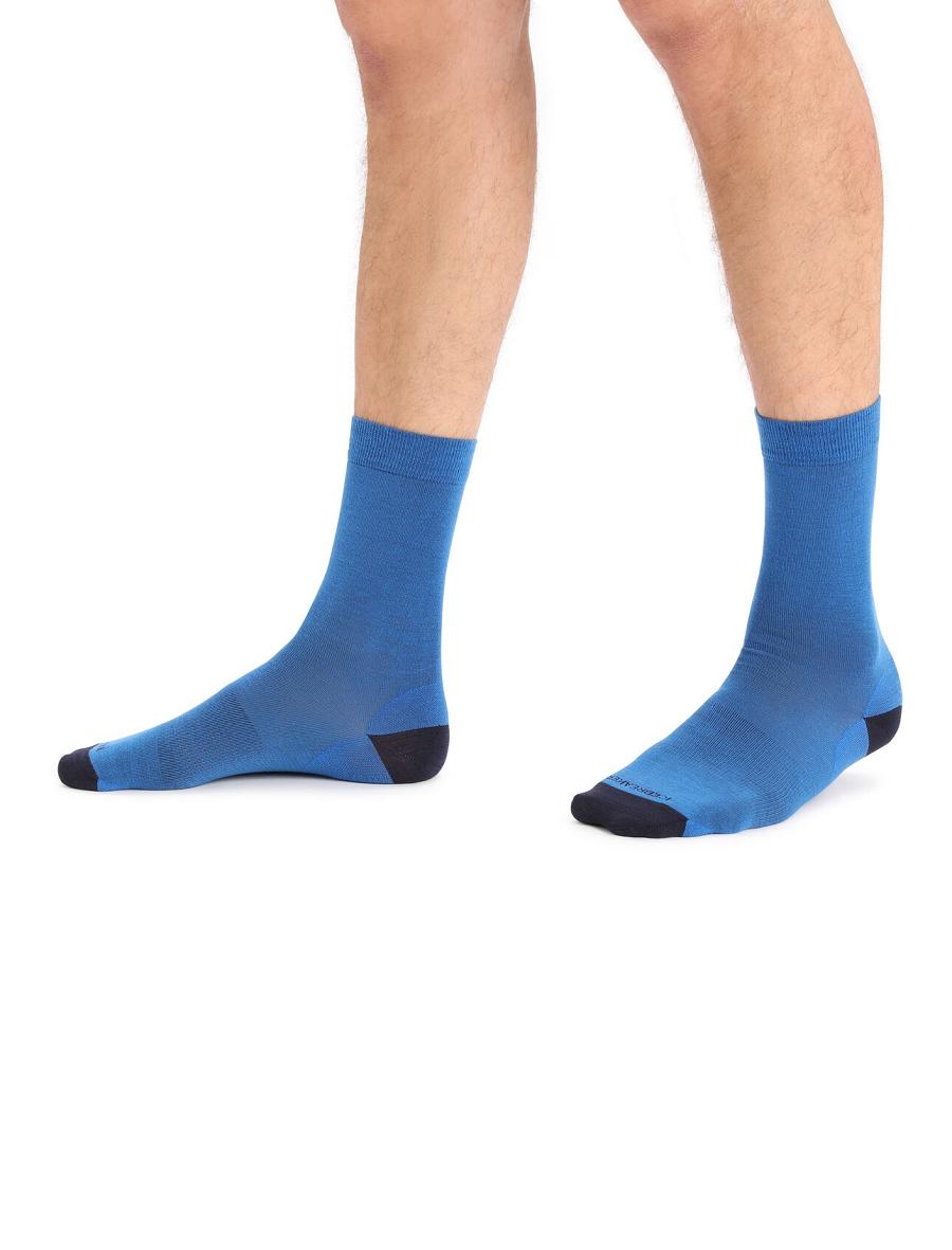 Lazurite / Midnight Navy Icebreaker Merino Lifestyle Fine Gauge Crew Men's Socks | AU 1010ZUTG